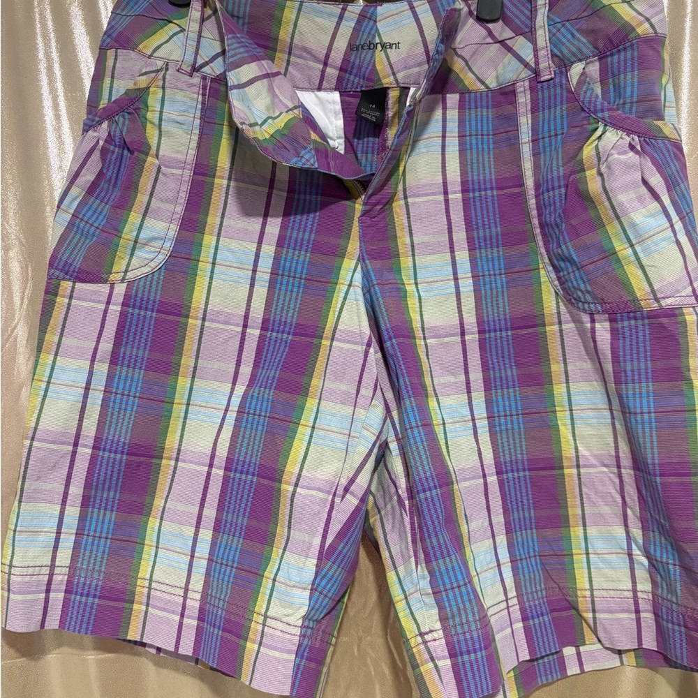 Lane Bryant ( Venezia) Plaid Shorts in Purple & Multicolor